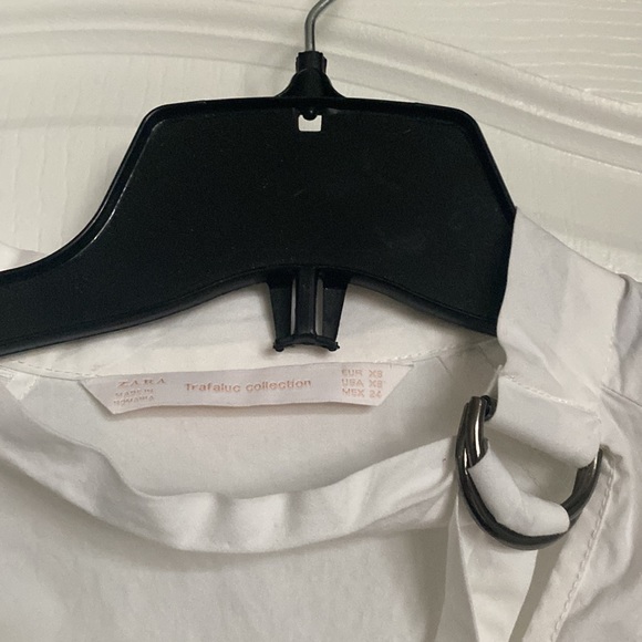 Zara White Blouse Puff Sleeve Top with Choker Neck - Picture 6 of 8